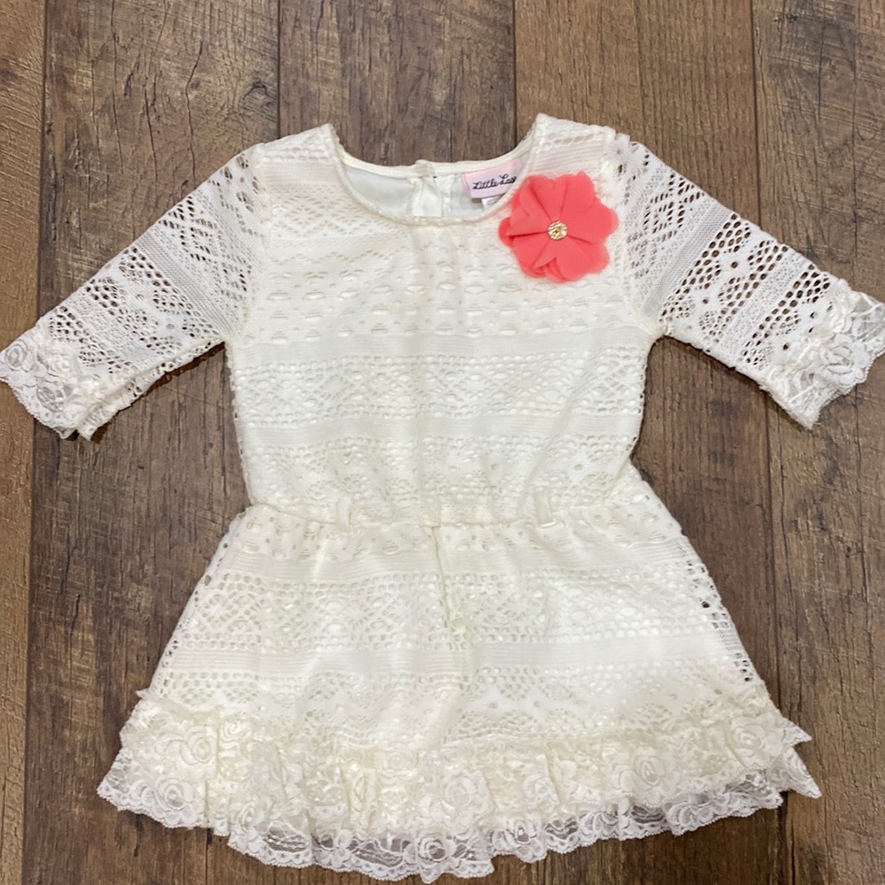 Girls Little Lass White Dress